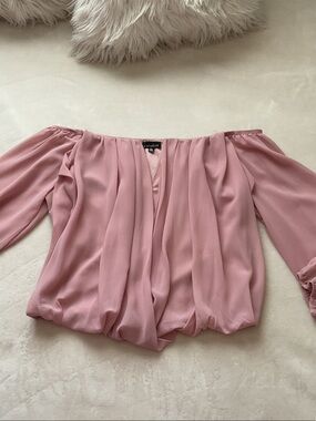 Zenobia Blush Pink Off-Shoulder Peasant Blouse